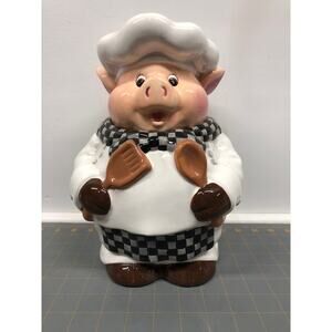Vintage Pig Porky Barbeque Chef Spatula & Spoon Cookie Jar 11 Inches Tall